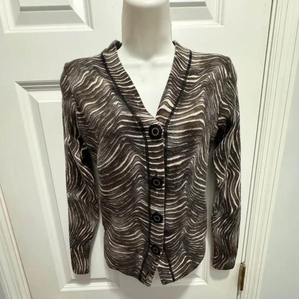 Tory Burch size small 100% merino wool zebra print sweater